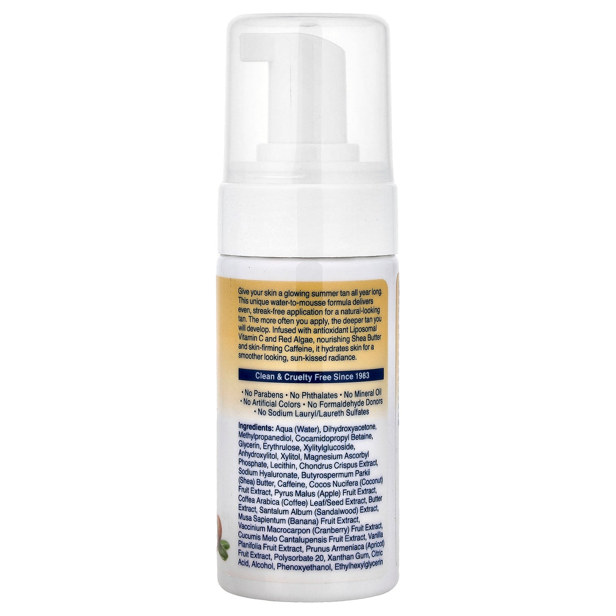 Nutrition Facts for Kiss My Face Self Tanning Firming Mousse with Shea Butter & Caffeine