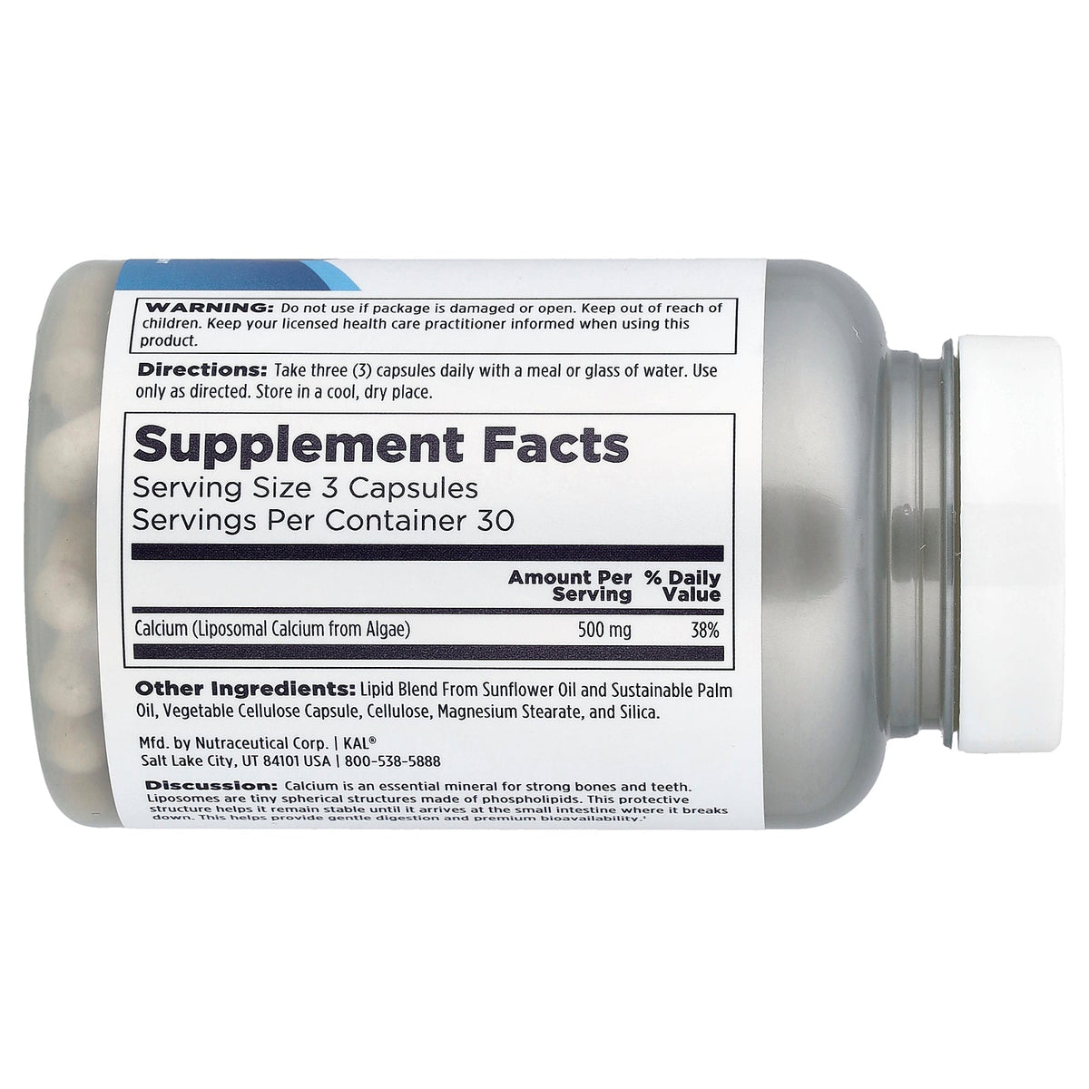 Supplement Facts for KAL Liposomal Calcium 500 mg