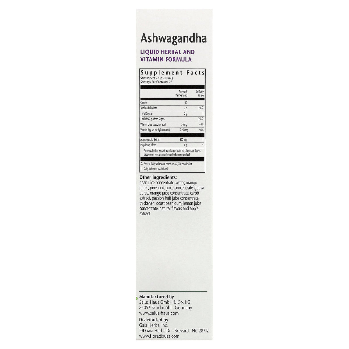 Floradix Ashwagandha Liquid Herbal & Vitamin Formula - additional view 1