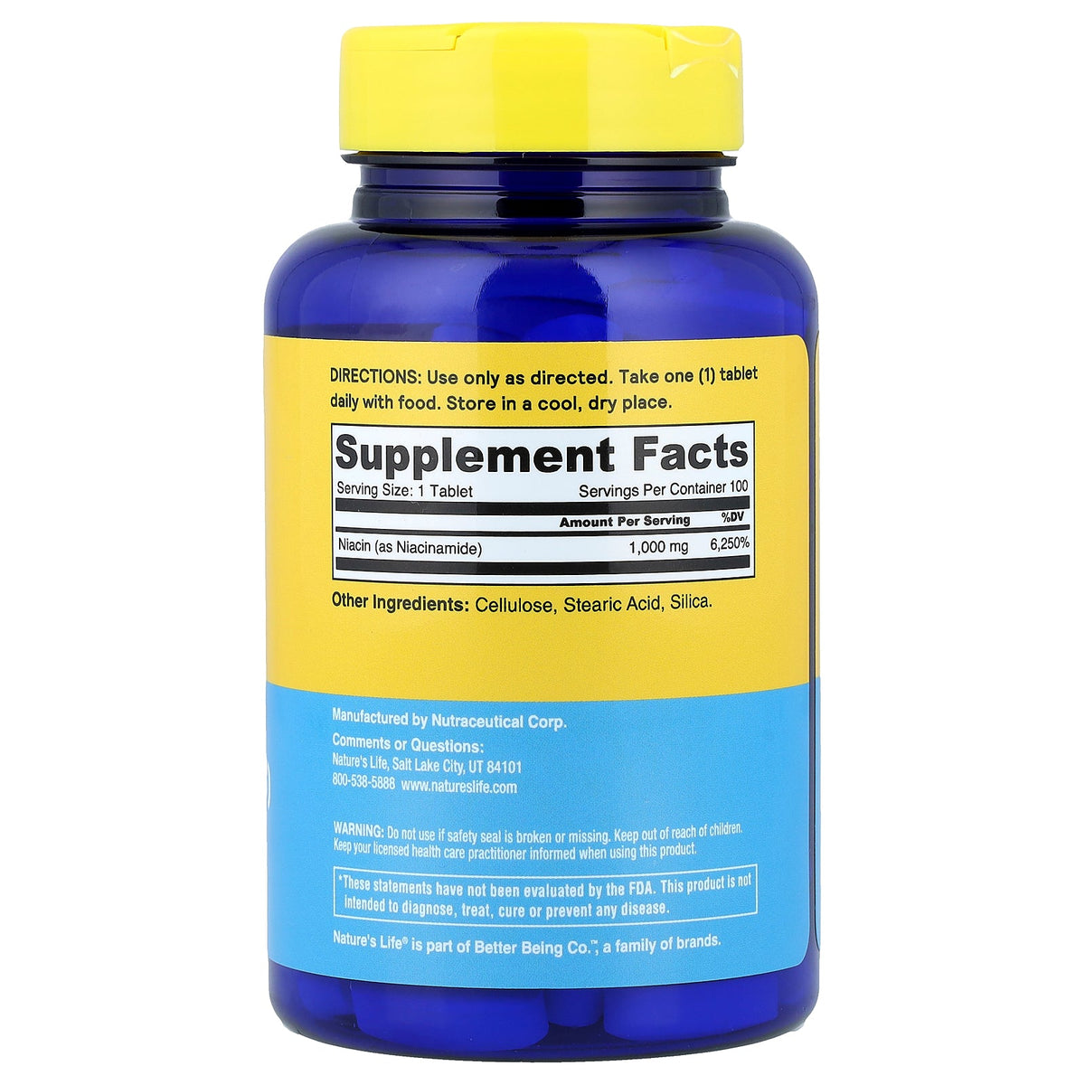 Supplement Facts for Nature's Life Energizing Niacinamide (B-3) 1,000 mg