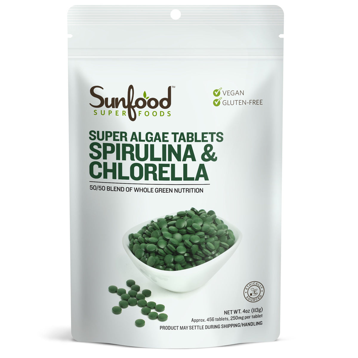 Sunfood Spirulina & Chlorella Tablets 4 oz
