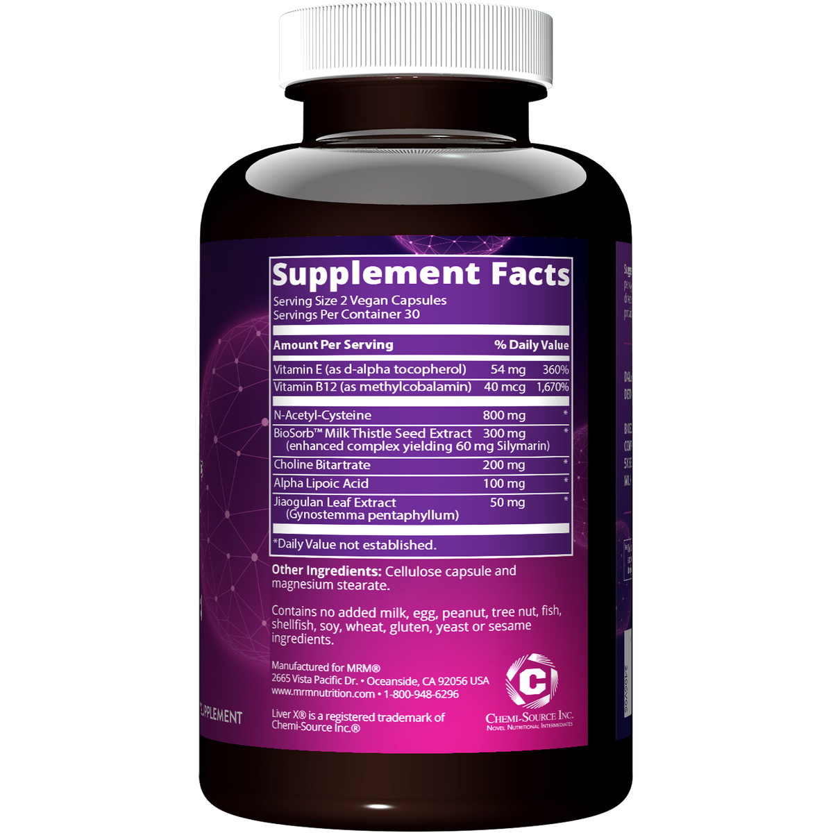 Supplement Facts for MRM Nutrition Liver X