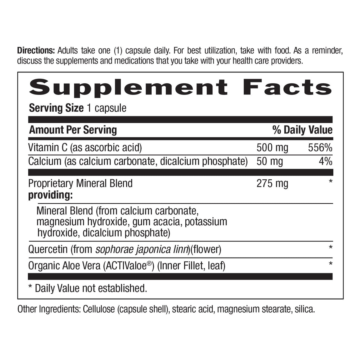 Supplement Facts for Country Life Buffer-C pH Controlled 500 mg