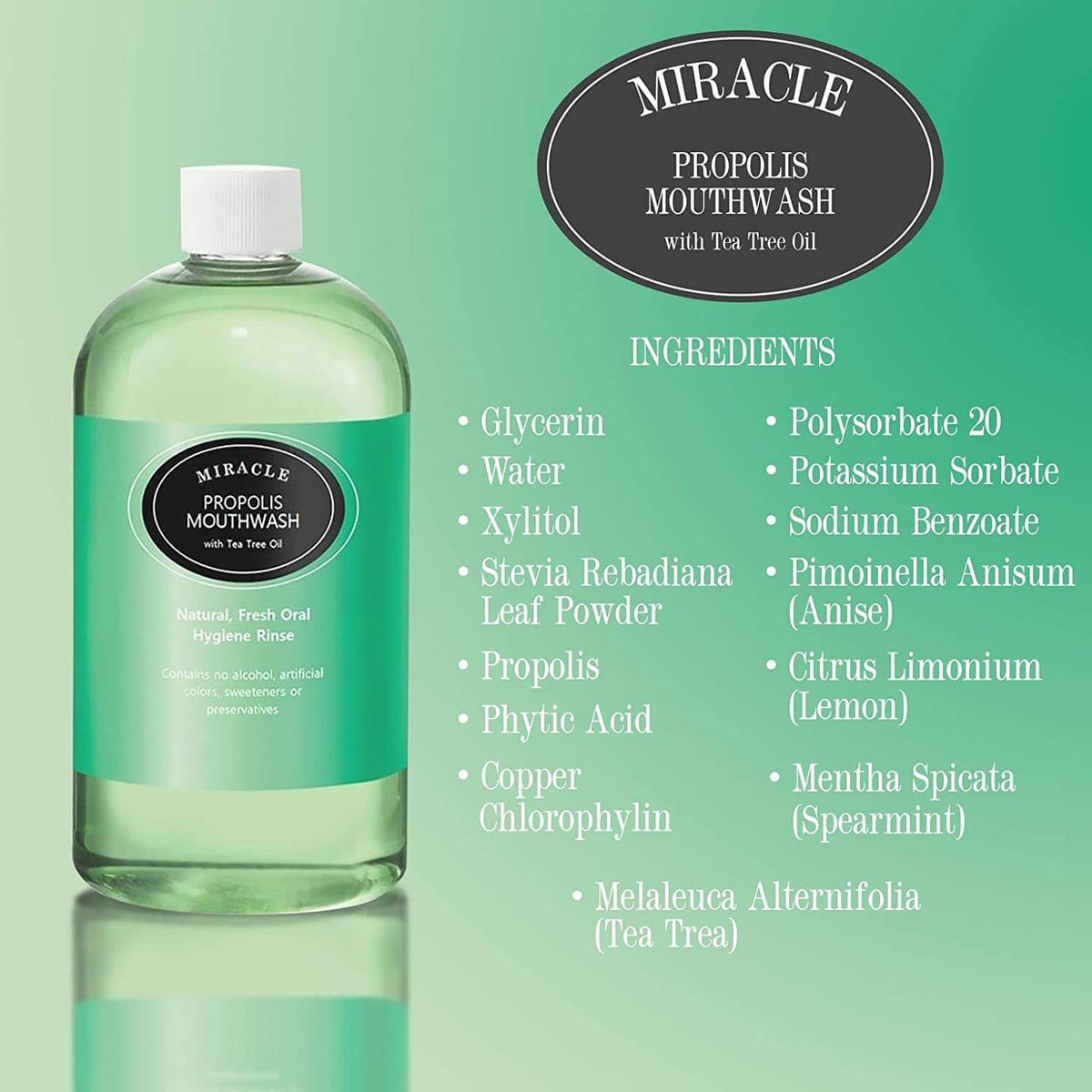 Holocuren Miracle Propolis Mouthwash with Tea Tree Oil, Fluoride-Free
