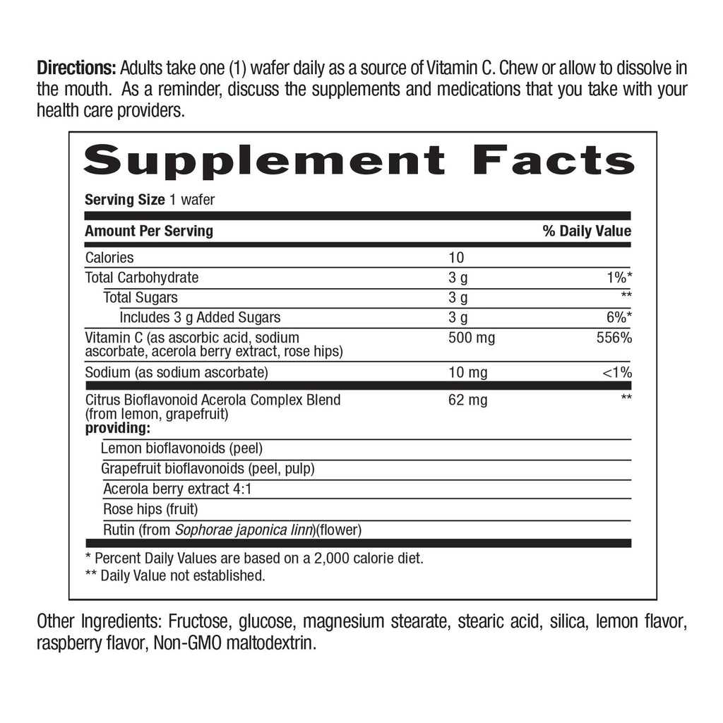 Supplement Facts for Country Life Chewable Acerola 500 mg