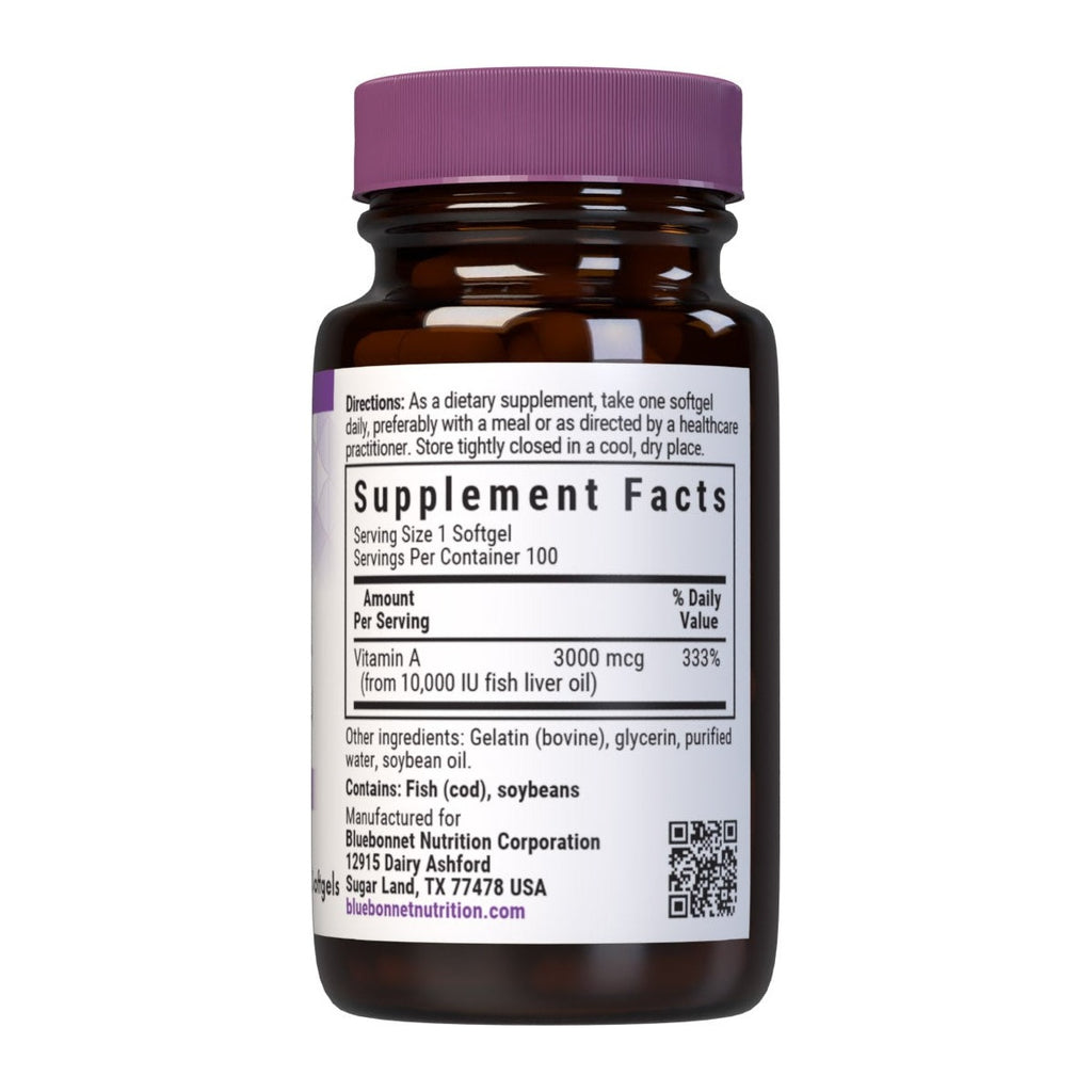 Supplement Facts for Bluebonnet Vitamin A10,000IU