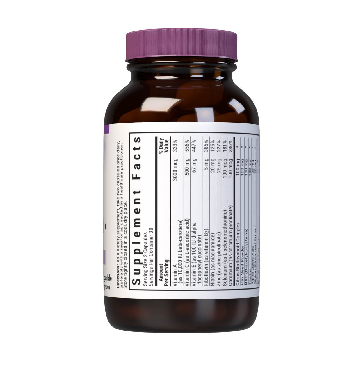 Supplement Facts for Bluebonnet Eye Antioxidant with Zeaxanthin
