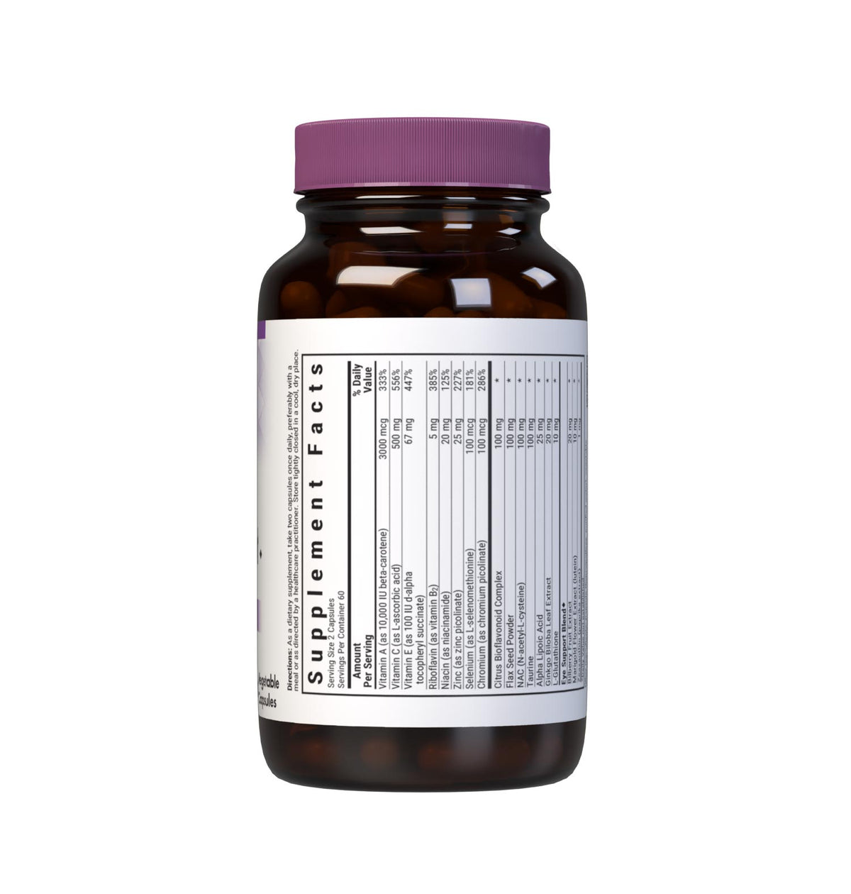 Supplement Facts for Bluebonnet Eye Antioxidant