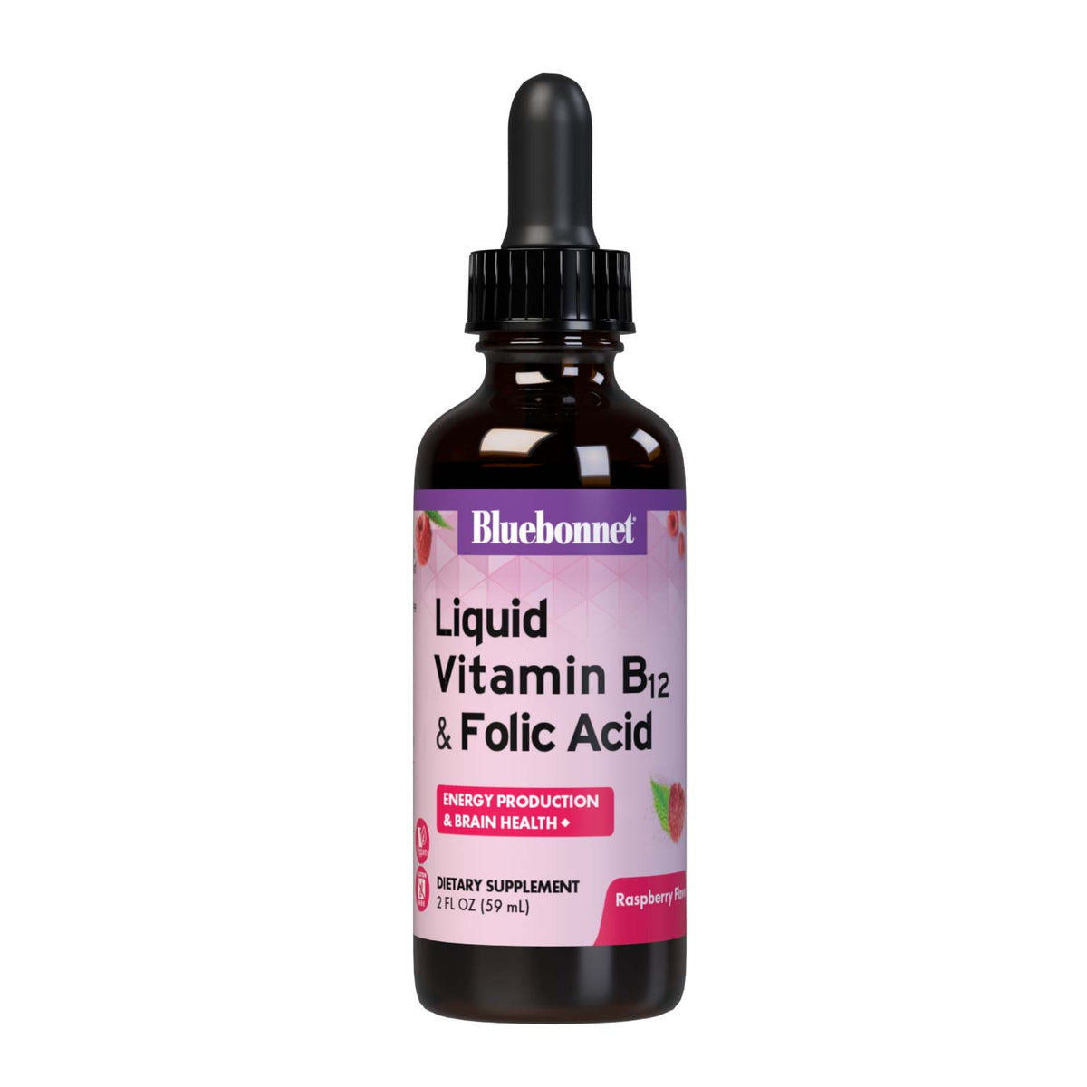 Bluebonnet Liquid Vitamin B12 1000 mcg & Folic Acid 400 mcg Raspberry