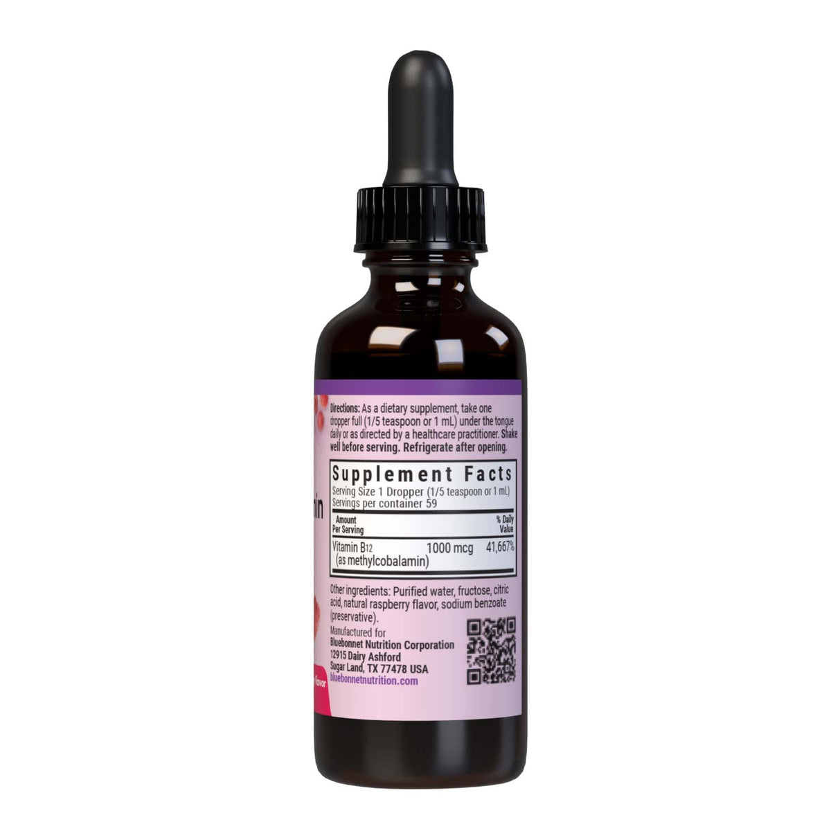 Supplement Facts for Bluebonnet Methylcobalamin B12 Liquid 1000mcg