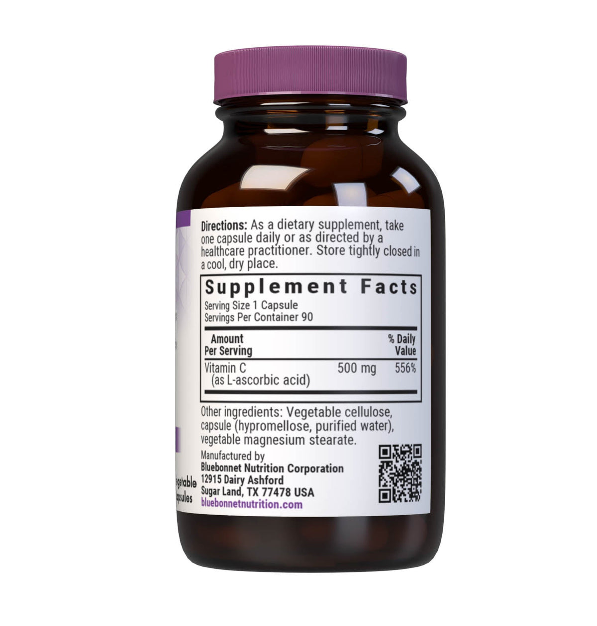 Supplement Facts for Bluebonnet Vitamin C500mg