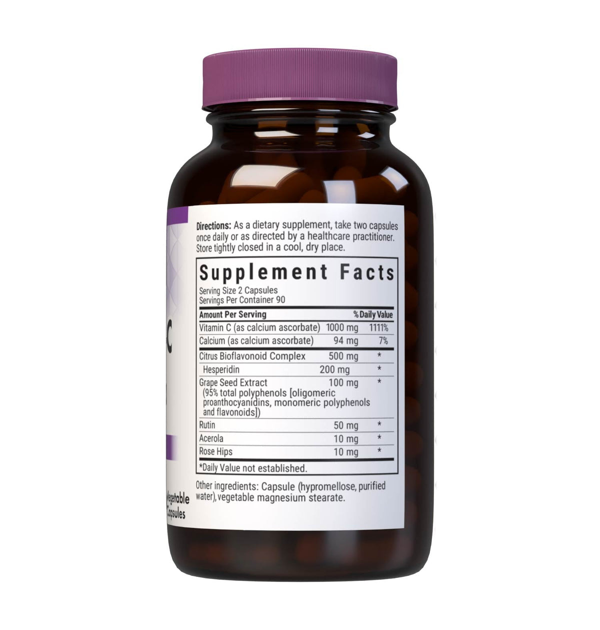Supplement Facts for Bluebonnet Optimum C Formula with Grapeseed Extract