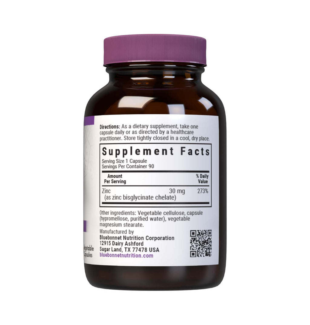 Supplement Facts for Bluebonnet Chelated Zinc 30mg (Albion)