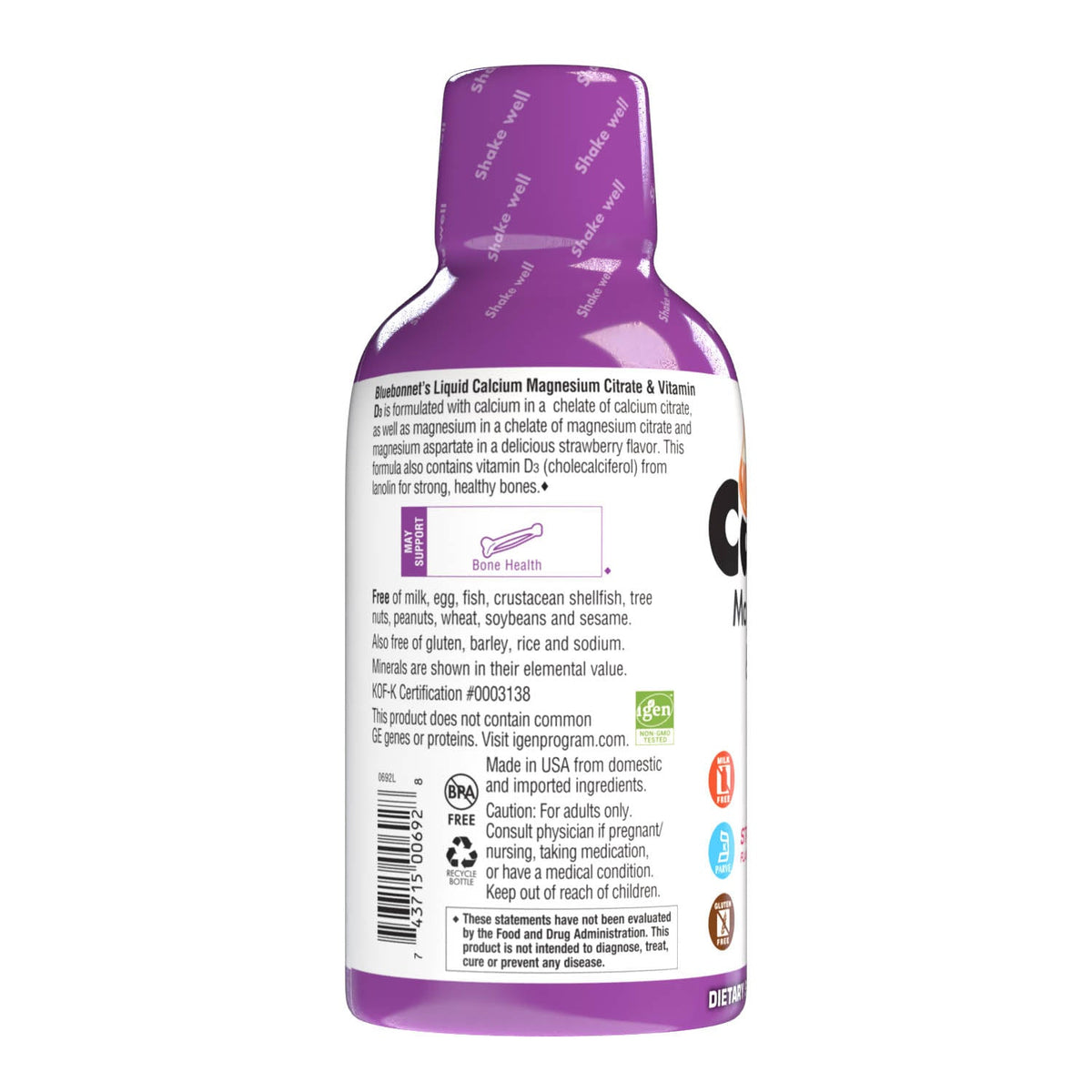 Bluebonnet Liquid Calcium Magnesium Citrate Plus Vitamin D3 Strawberry - additional view 1