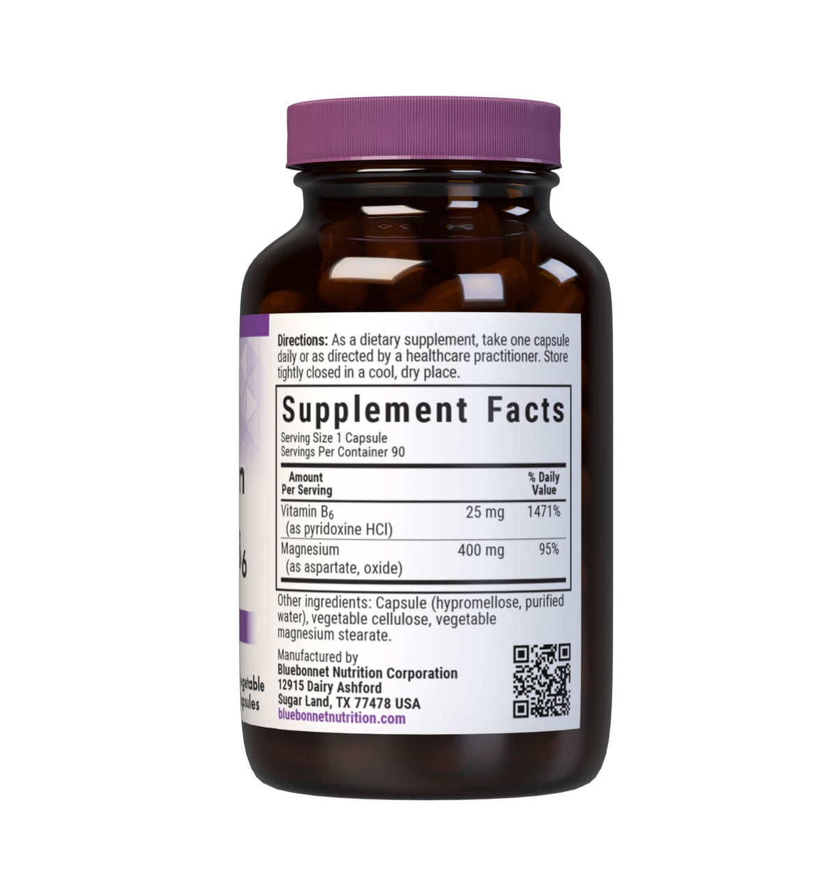 Supplement Facts for Bluebonnet Magnesium & Vitamin B6