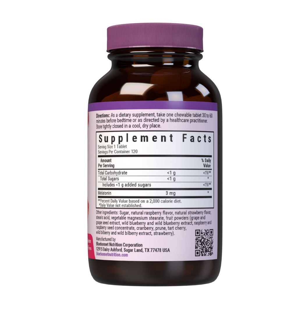 Supplement Facts for Bluebonnet EarthSweet Chewables Melatonin 3mg