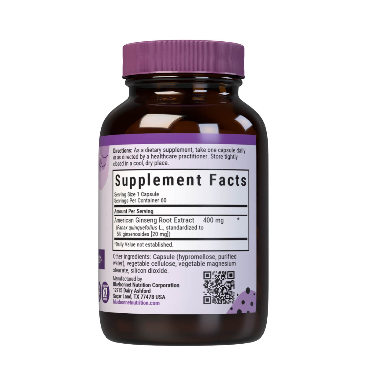 Supplement Facts for Bluebonnet American Ginseng Root Extract