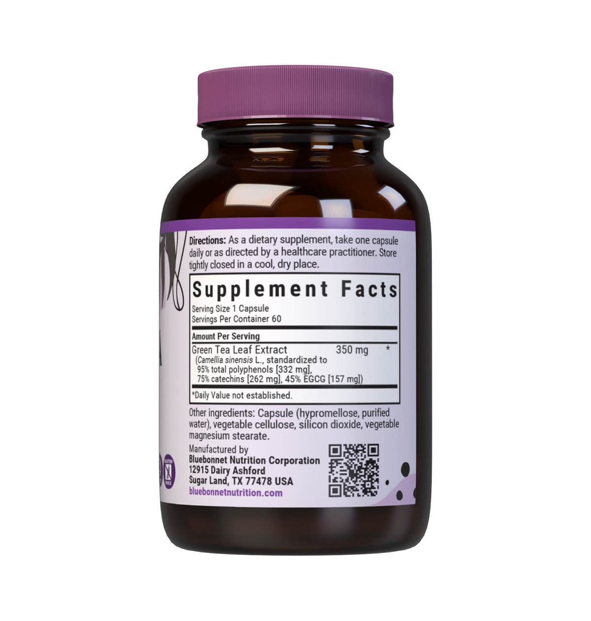 Supplement Facts for Bluebonnet EGCG Green Tea Leaf