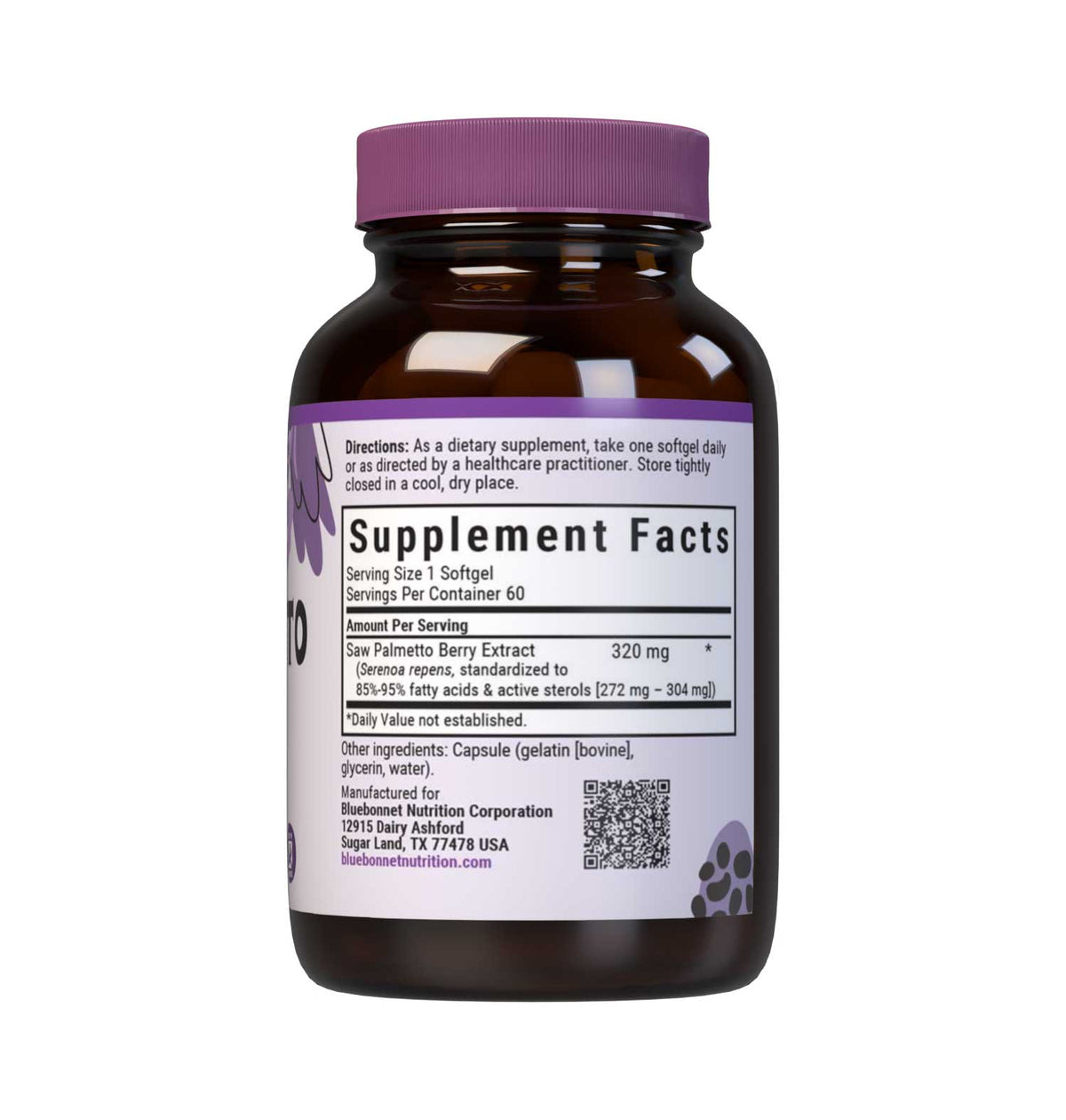 Supplement Facts for Bluebonnet Saw Palmetto 320mg Extract