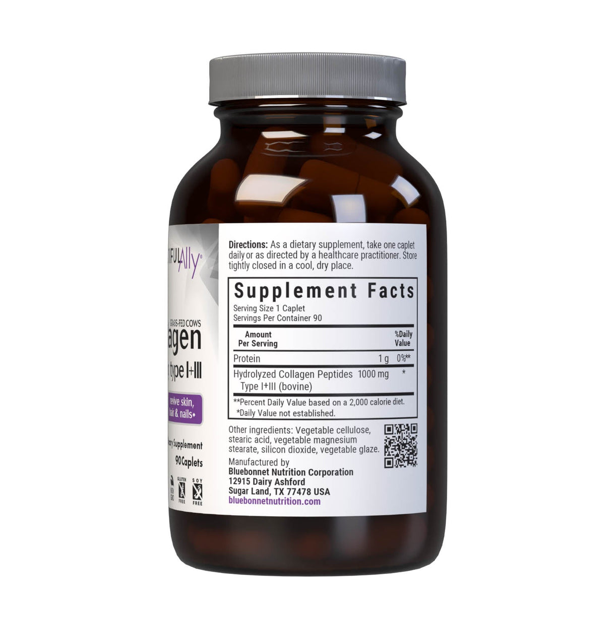 Supplement Facts for Bluebonnet Beautiful Ally Collagen 1000mg
