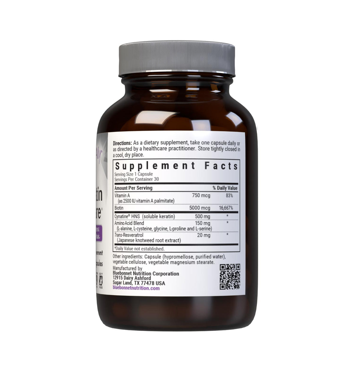 Supplement Facts for Bluebonnet Beautiful Ally Keratin Care