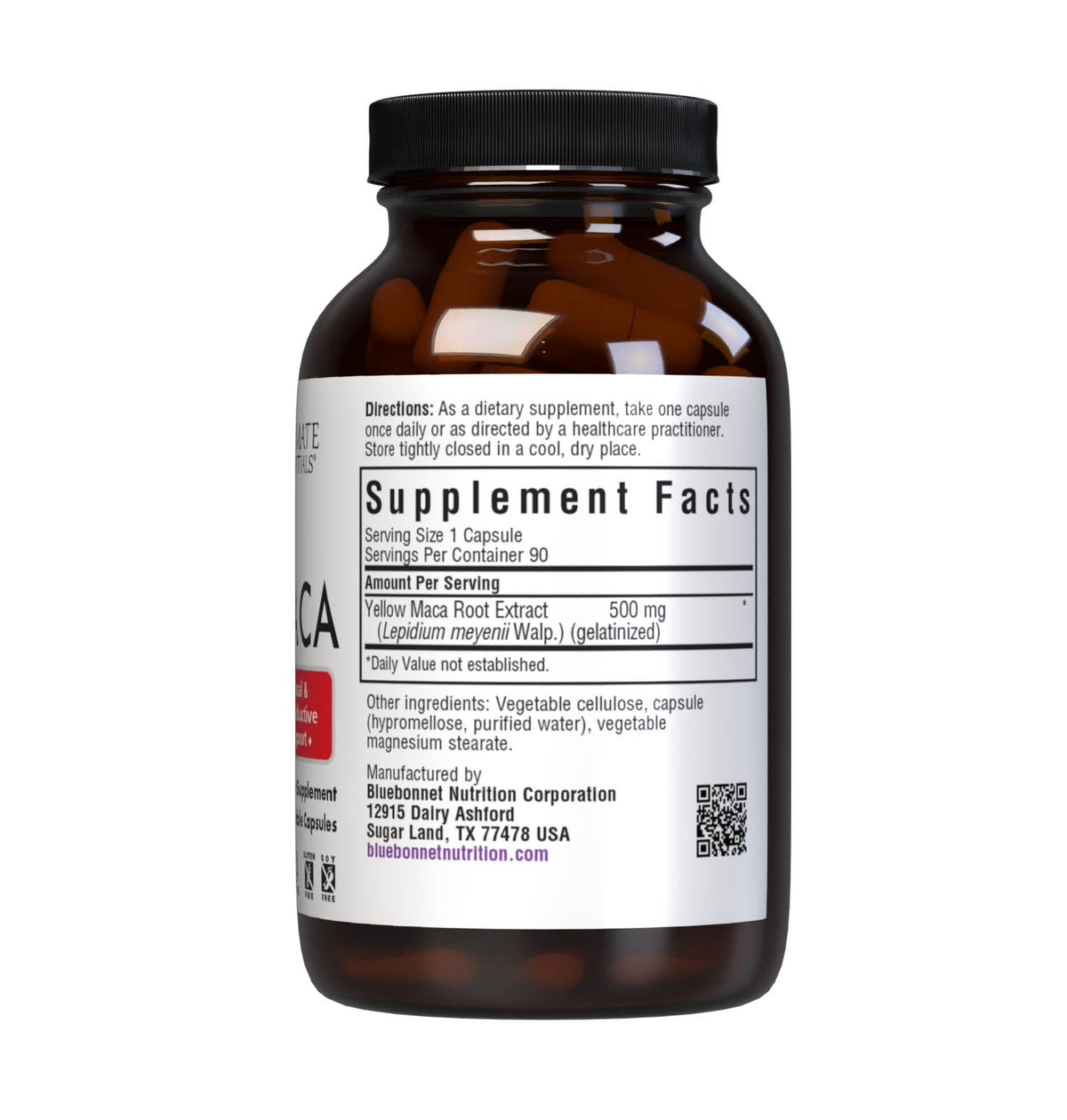 Supplement Facts for Bluebonnet Intimate Essentials Maca, Gelatinized