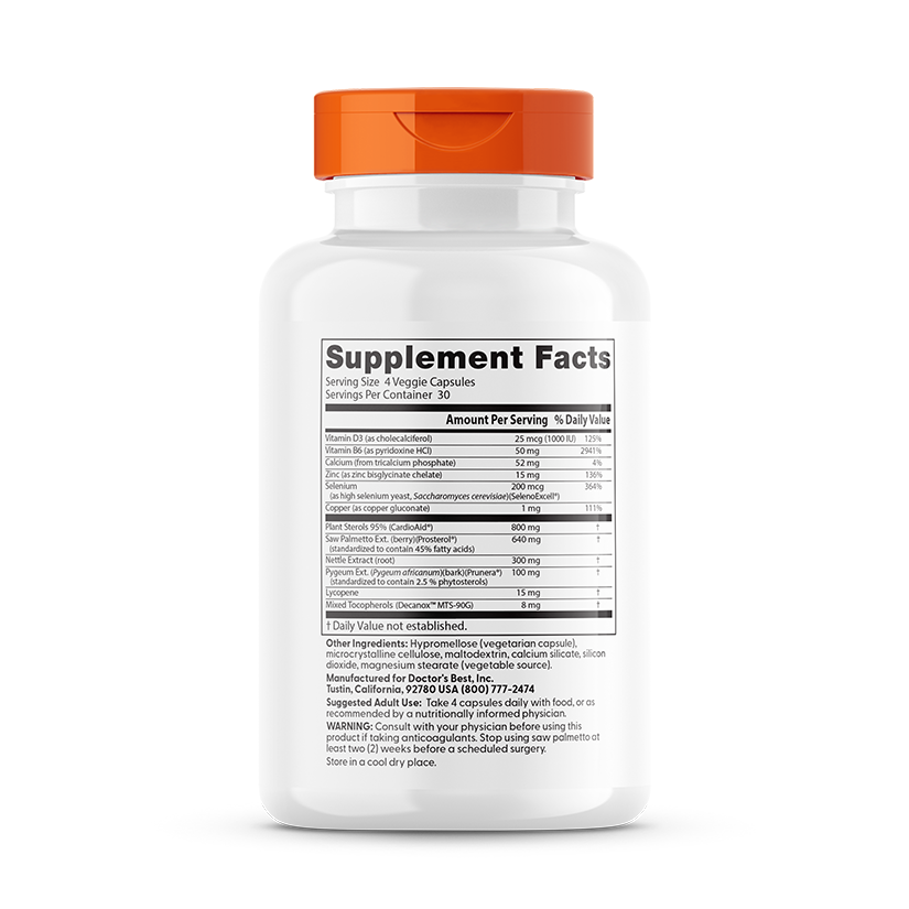 Supplement Facts for Doctor's Best Comprehensive Prostate Formula