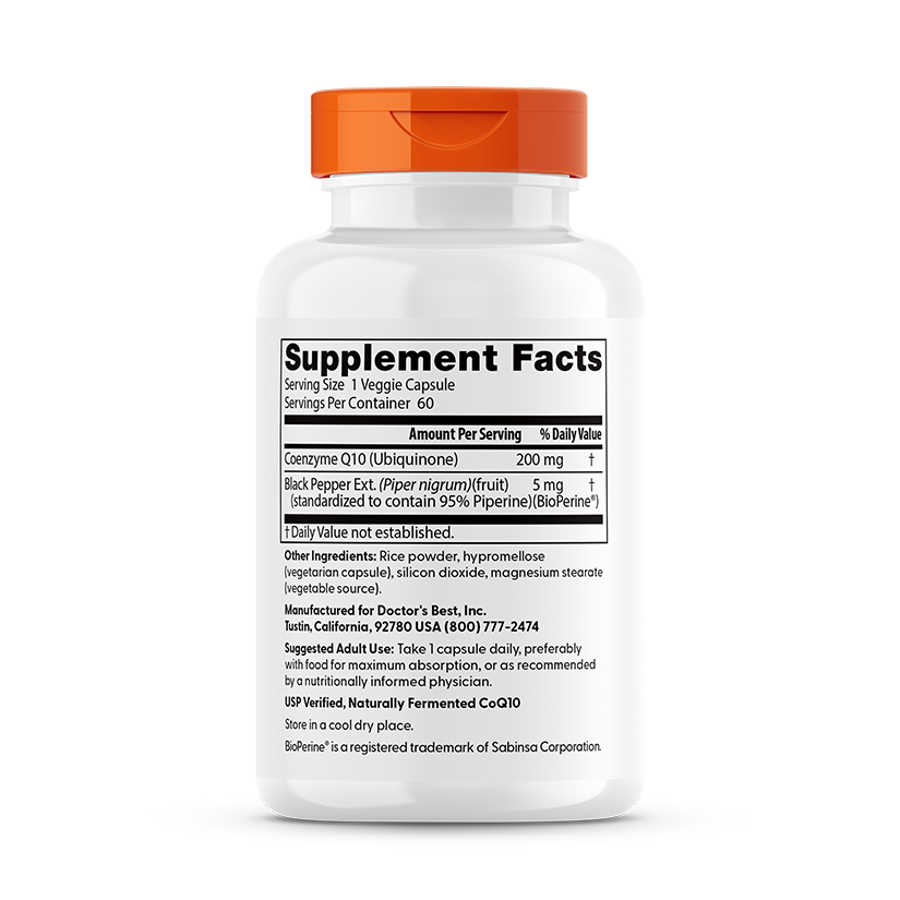 Supplement Facts for Doctor's Best High Absorption CoQ10 with BioPerine, 200 mg