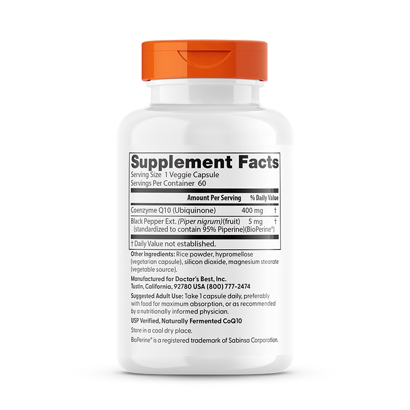 Supplement Facts for Doctor's Best High Absorption CoQ10 with BioPerine, 400 mg