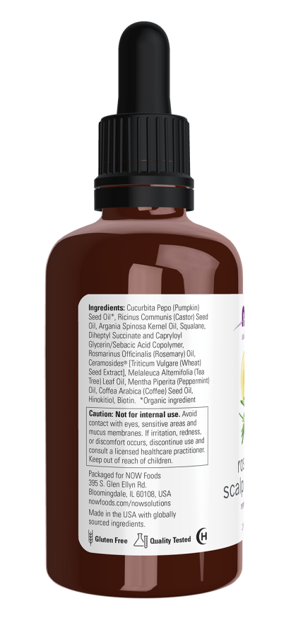 NOW Foods Rosemary Scalp & Hair Oil label side