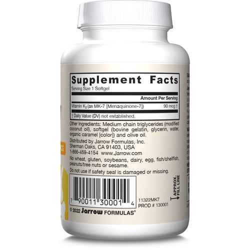 Supplement Facts for Jarrow Formulas MK-7 - 90mcg