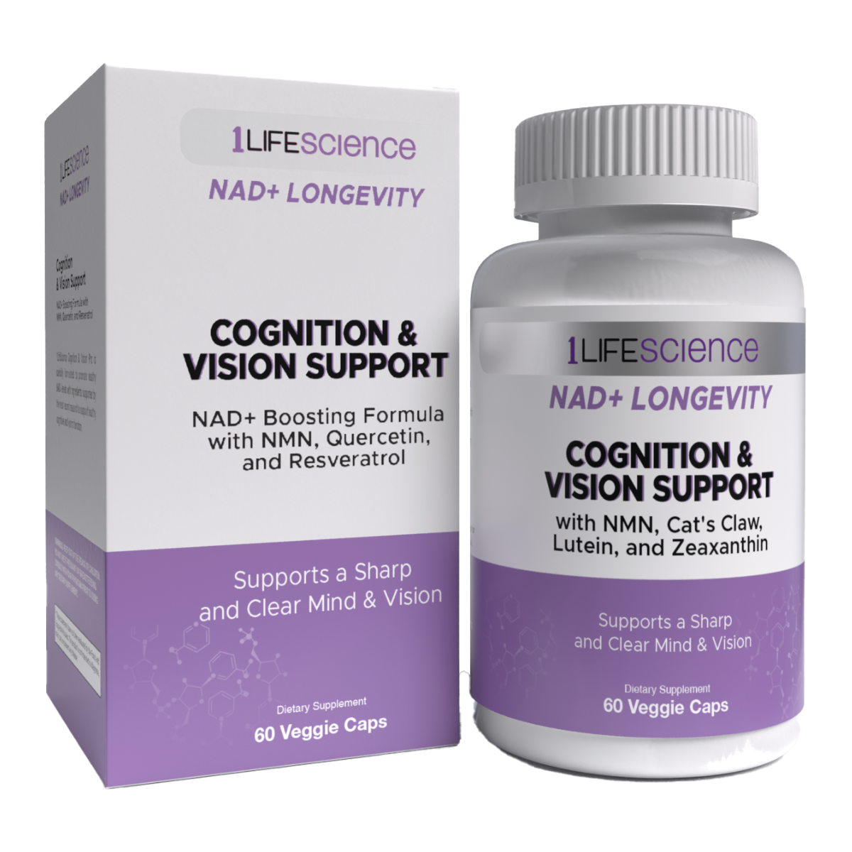 1 Life Science NAD+ Cognition & Vision Support - 60 Veggie Capsules