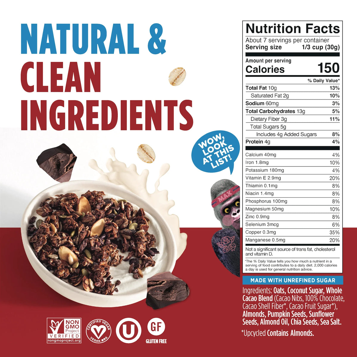Blue Stripes Whole Cacao Granola - 70% Dark Chocolate