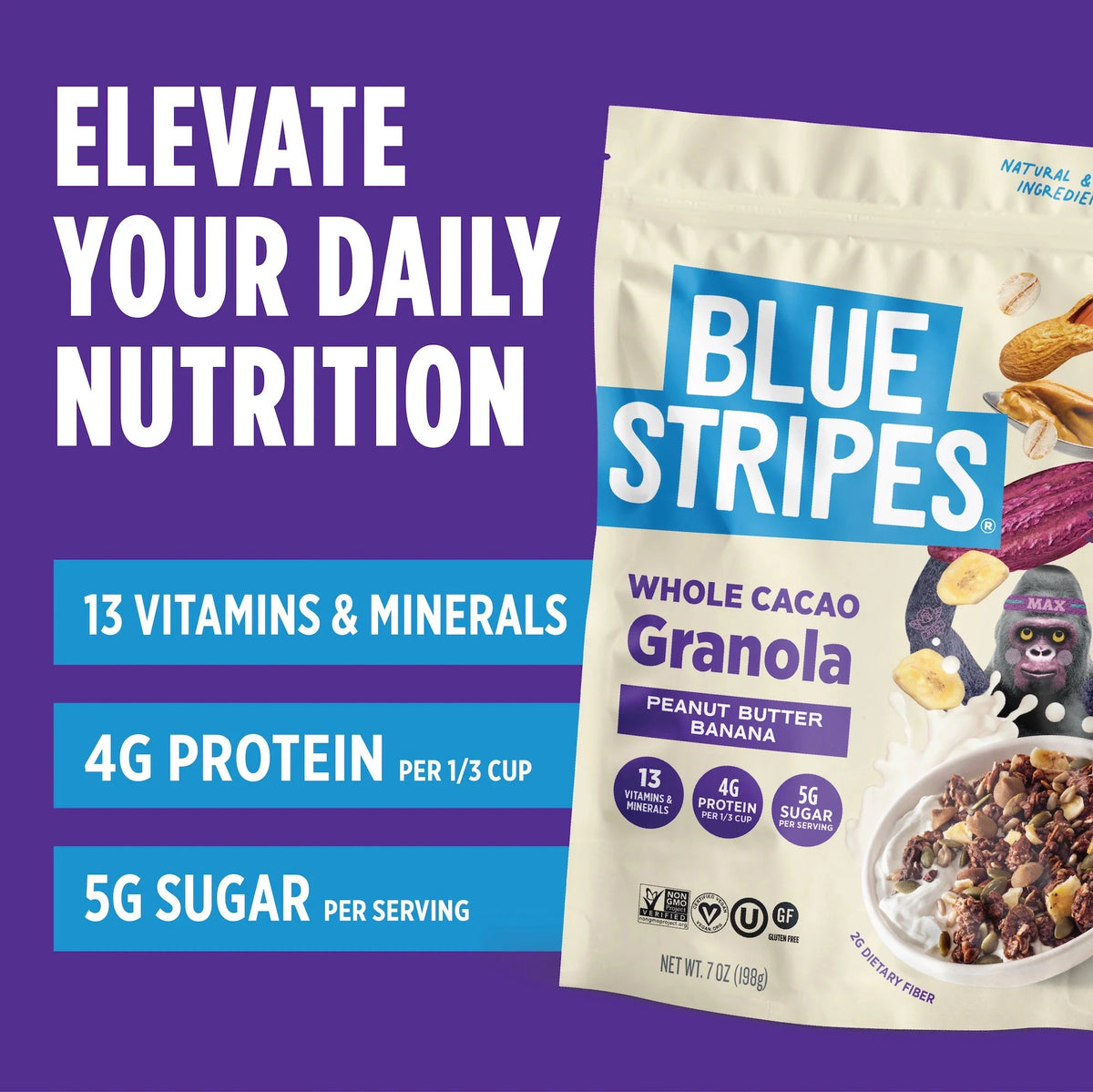 Blue Stripes Whole Cacao Granola - Peanut Butter Banana
