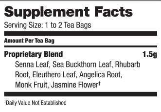 Bravo Tea Colon Cleansing Herbal Tea – label panel