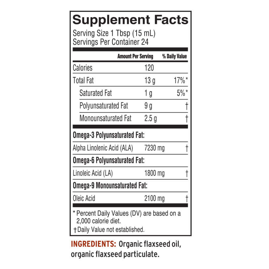 Supplement Facts for Barlean's Organic Lignan Flax Oil