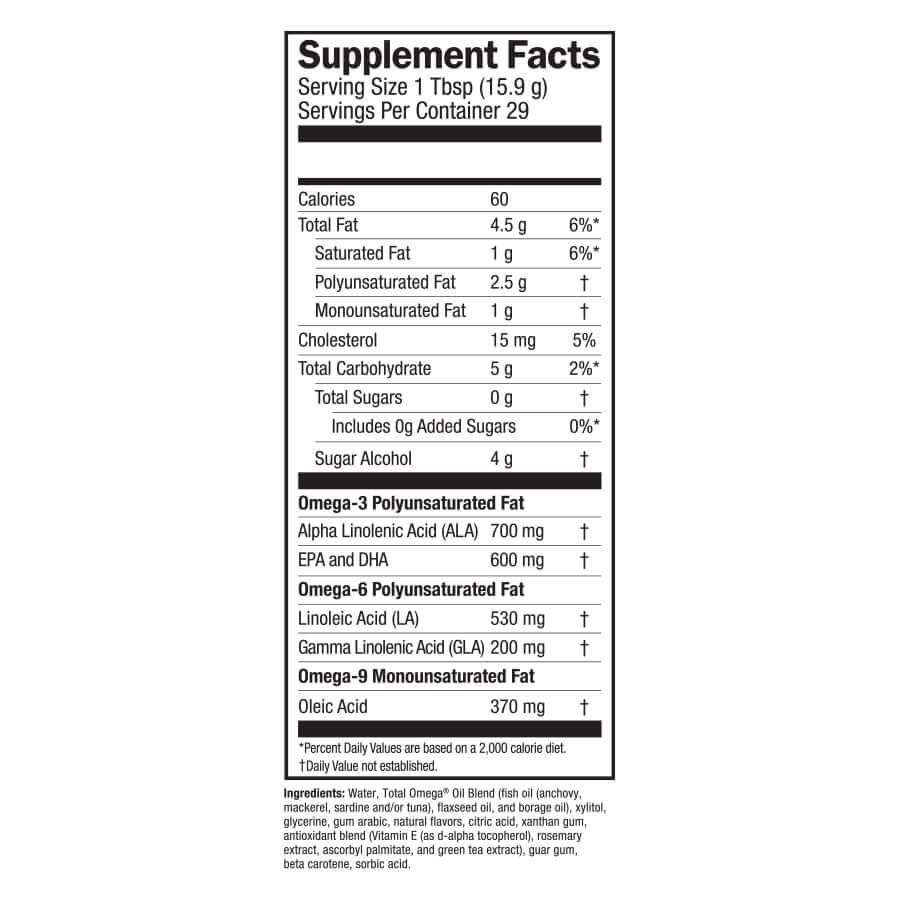 Supplement Facts for Barlean's Total Omega Swirl 3-6-9 Orange Creme