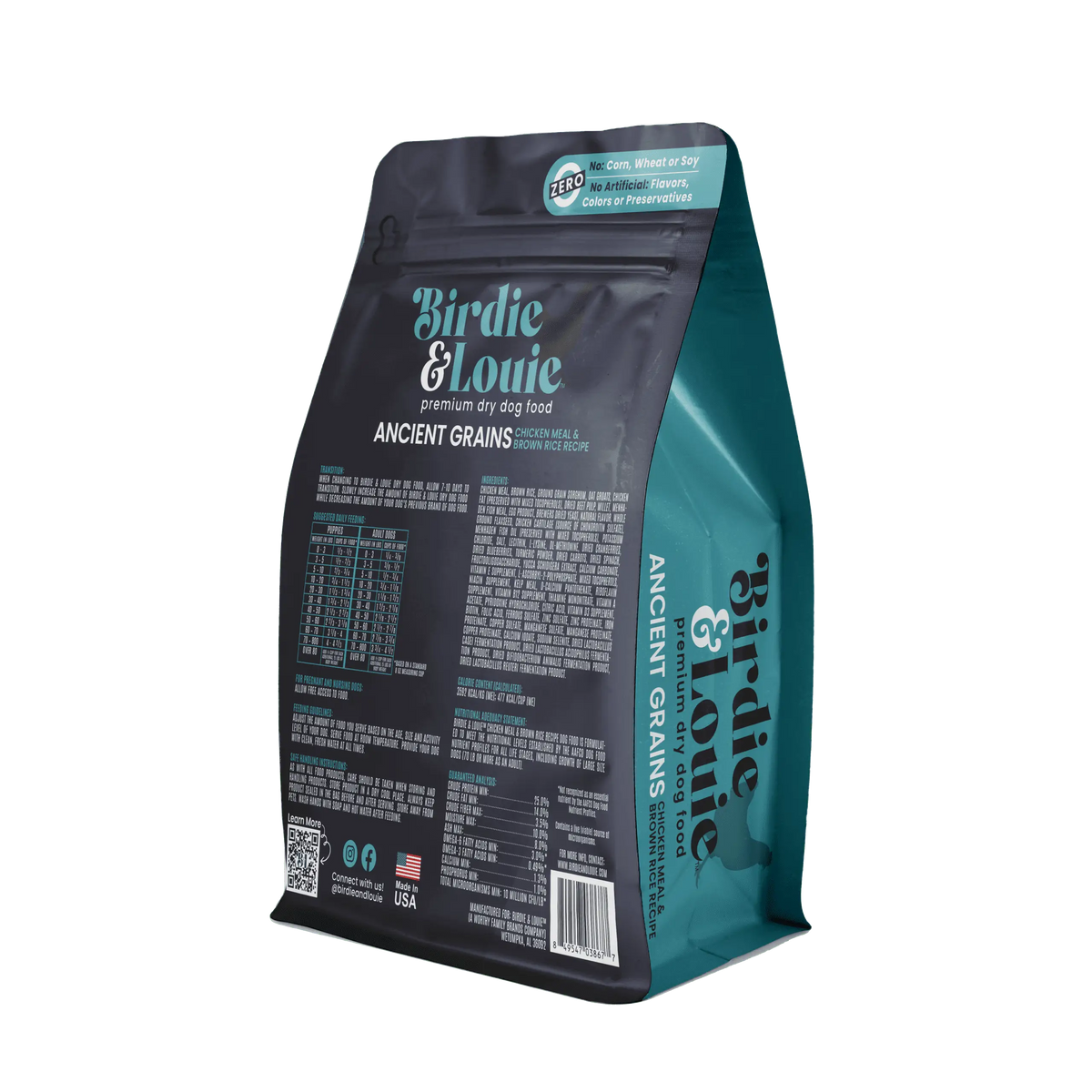 Birdie & Louie Chicken Meal & Brown Rice Recipe Dry Dog Food - Supplement/Nutrition Facts