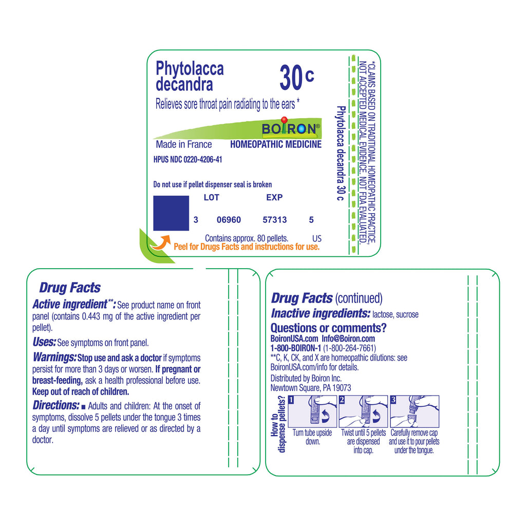 Boiron Phytolacca decandra 30C Drug Facts
