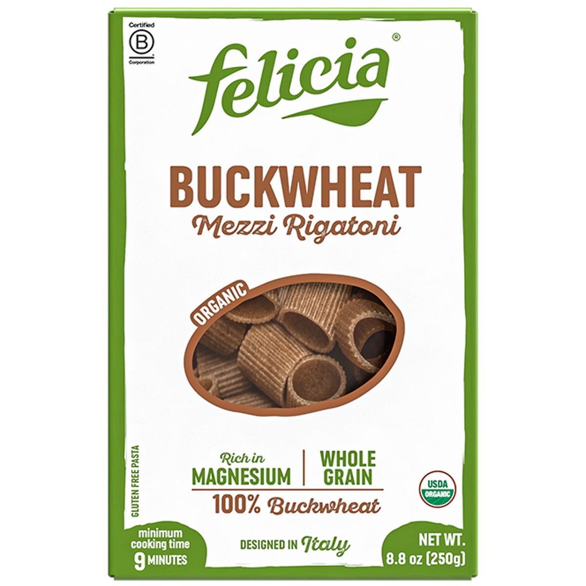 FELICIA Buckwheat Mezzi Rigatoni 8.8 oz