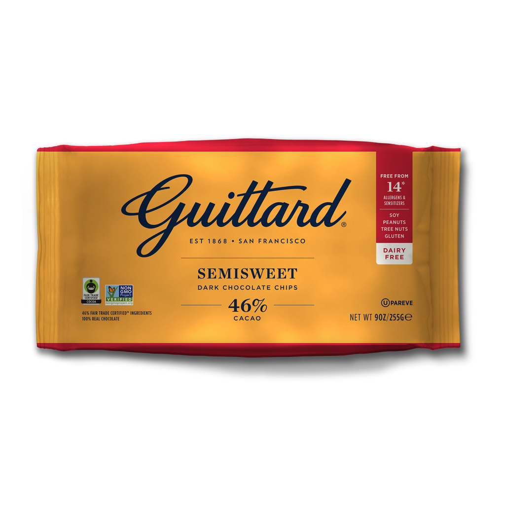 Guittard Baking Chips Semisweet Chocolate, 46% Cacao 9 oz on the current pack (POS says 12 oz)