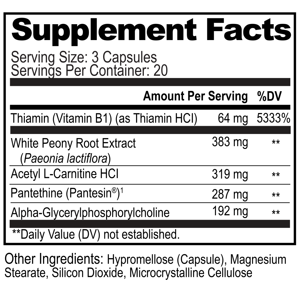Supplement Facts for Natural Stacks Acetylcholine Brain Food