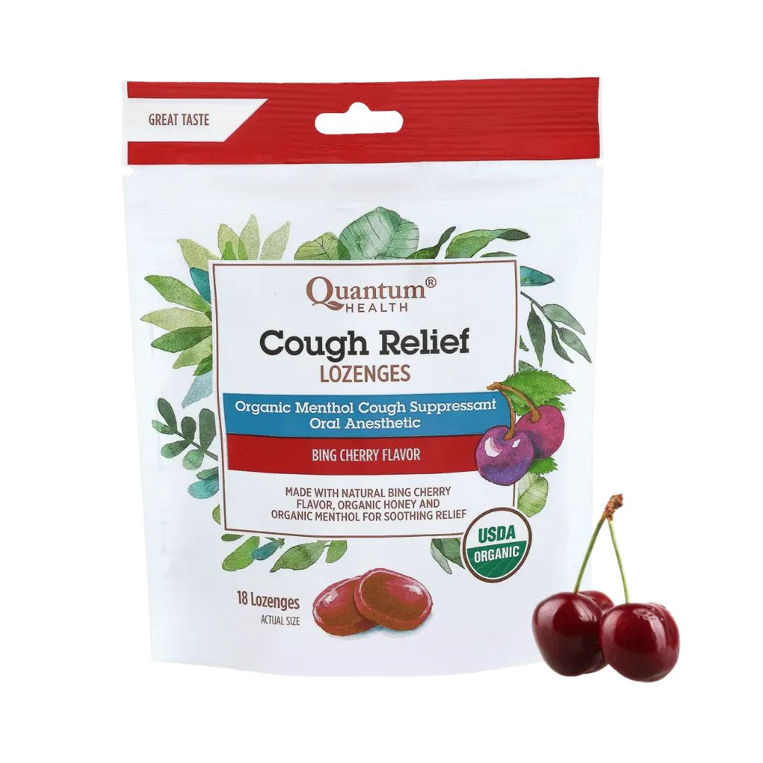 Quantum Health USDA Organic Cough Relief Drops - Bing Cherry