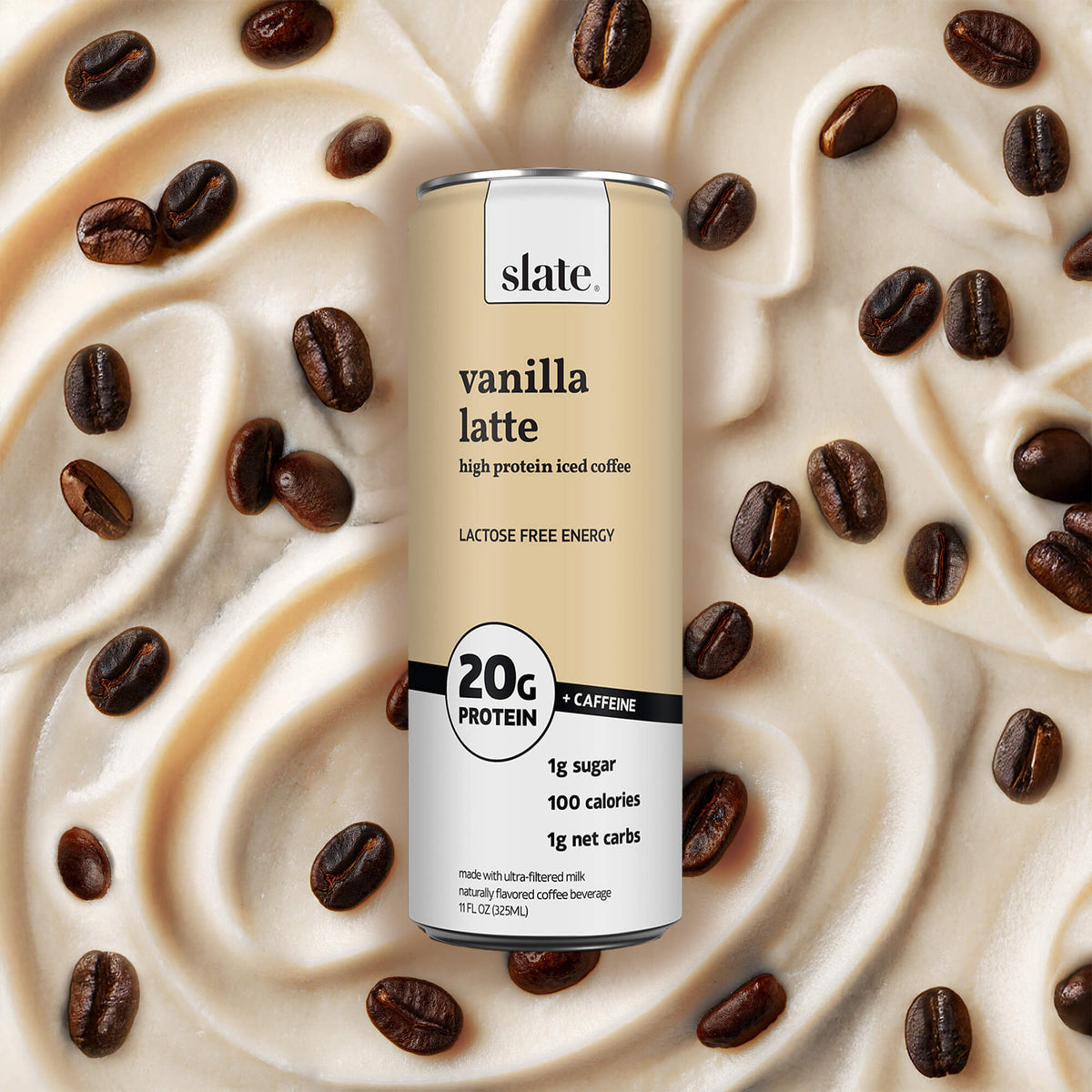 Nutrition Facts for Slate Vanilla Latte High Protein Iced Coffee