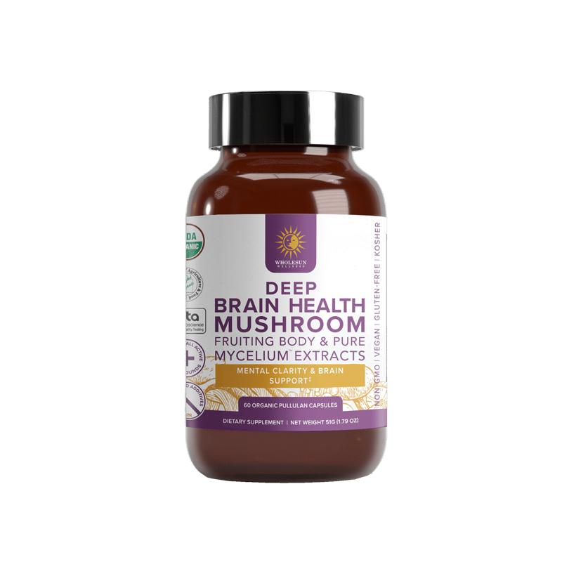 WholeSun Wellness Deep Brain Health Organic Mushroom Extract Blend Capsules