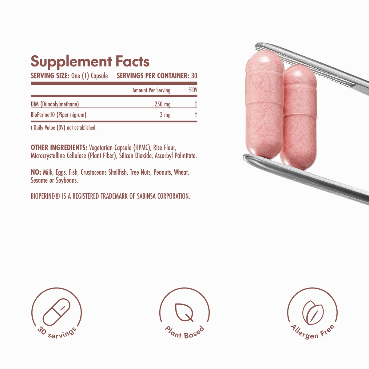 Supplement Facts for Olympian Labs DIM for Her, 250 mg