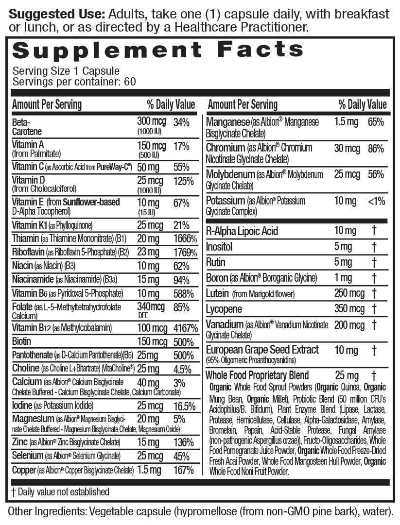 Supplement Facts for Emerald Labs Men's 1-Daily Multi