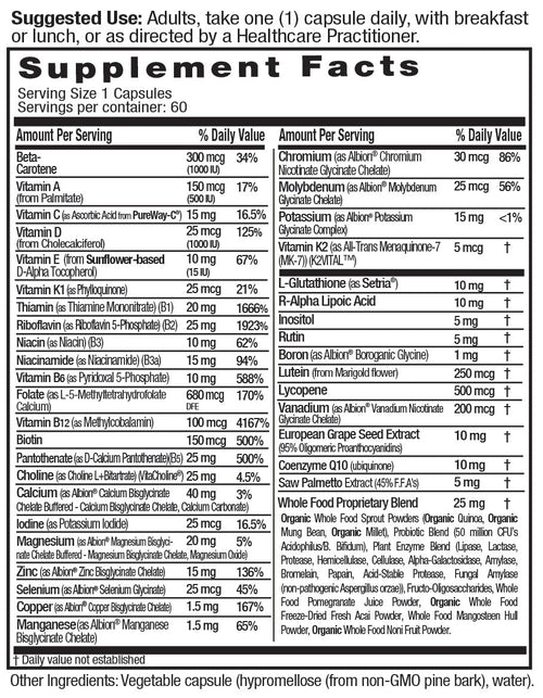 Supplement Facts for Emerald Labs Men's 45+ 1-Daily Multi