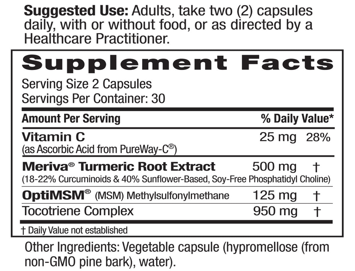 Supplement Facts for Emerald Labs Meriva Turmeric Plus