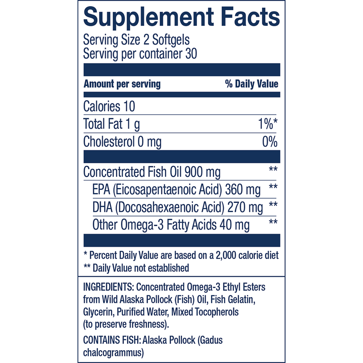 Supplement Facts for Wiley's Finest Easy Swallow Minis